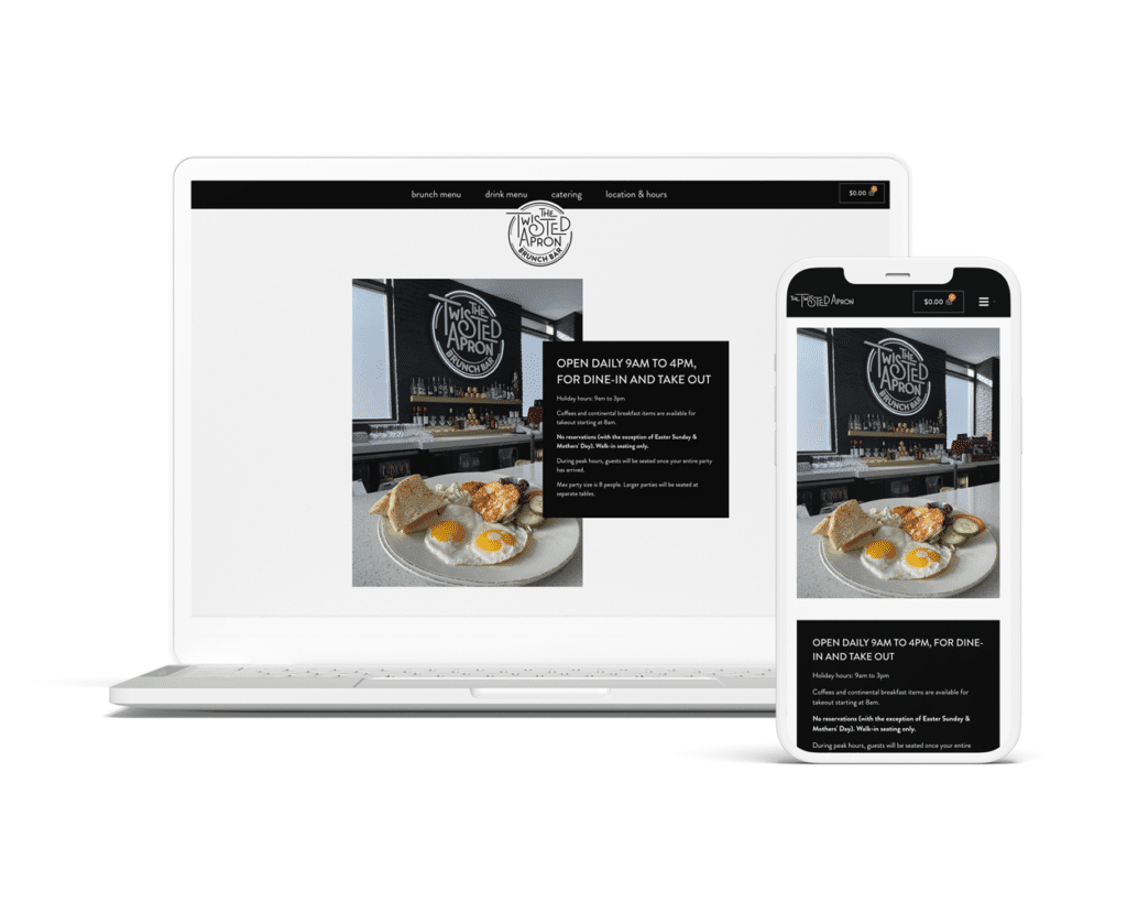 The Twisted Apron Website Mockup